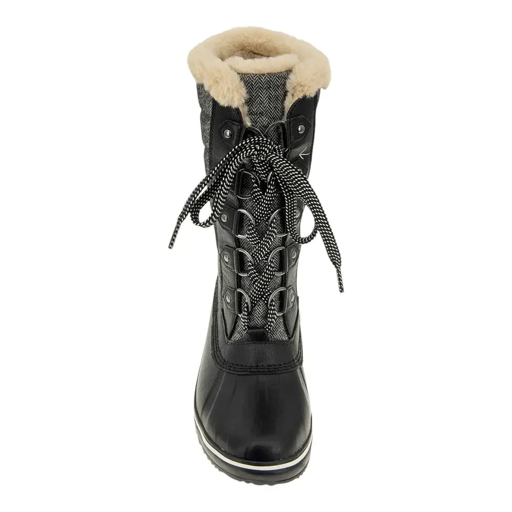 JBU Women Siberia Waterproof Lace Up Quilted Cold Weather Boots Black Size 8 1/2